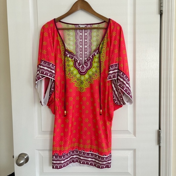 Trina Turk Swim Cover Up Seychelles V Neck Dress - Picture 1 of 10